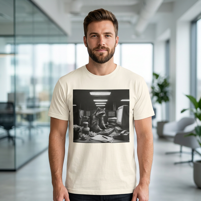 Lustiges Waschbär Shirt Bürojob | Retro Foto 90s Office Humor | Unhinged Trash Panda Krawatte | Vintage Ästhetik Geschenk Kollege