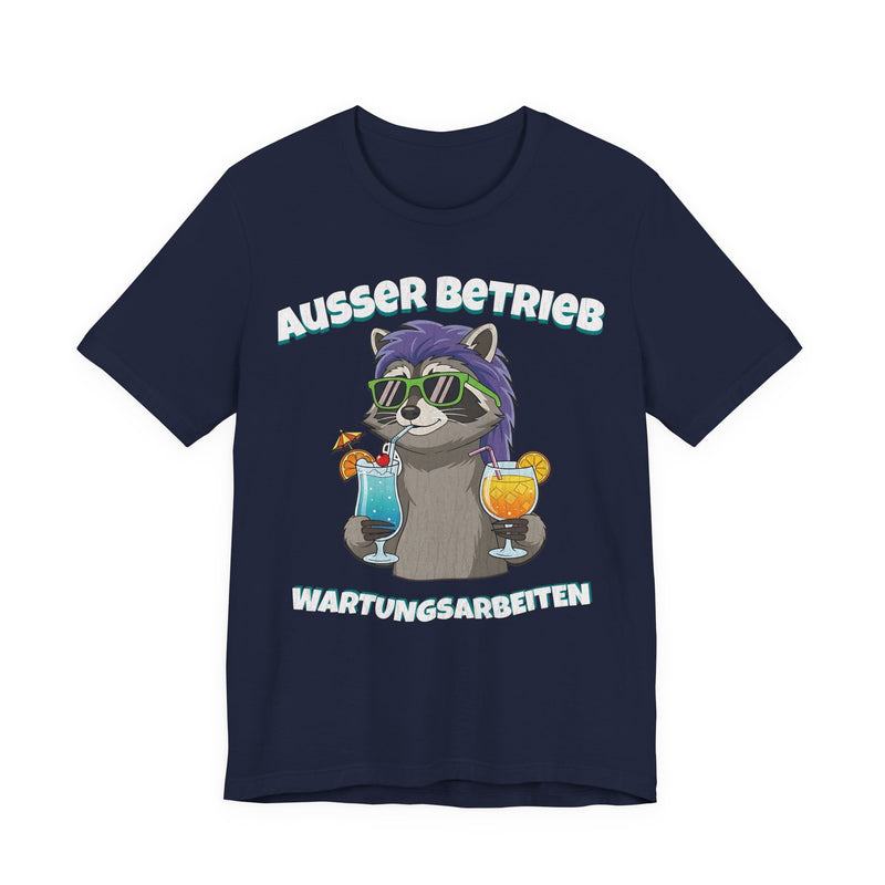 Ausser Betrieb Wartungsarbeiten Shirt | Lustiger Retro Waschbär mit Vokuhila | Partyurlaub & Büro Humor Geschenk | 90s Trash Panda Festival Outfit